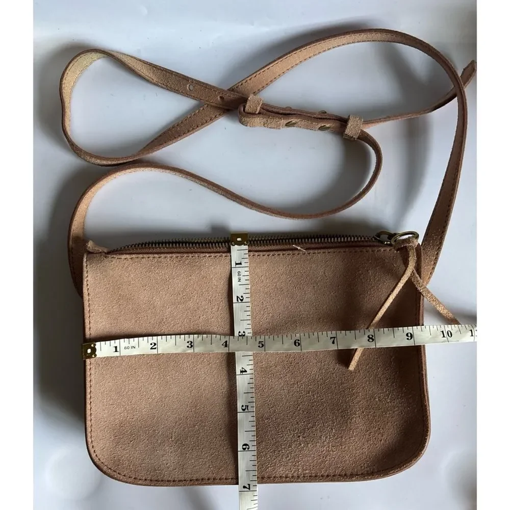 Madewell The Simple Suede Crossbody Bag in Blush ~ Excellent